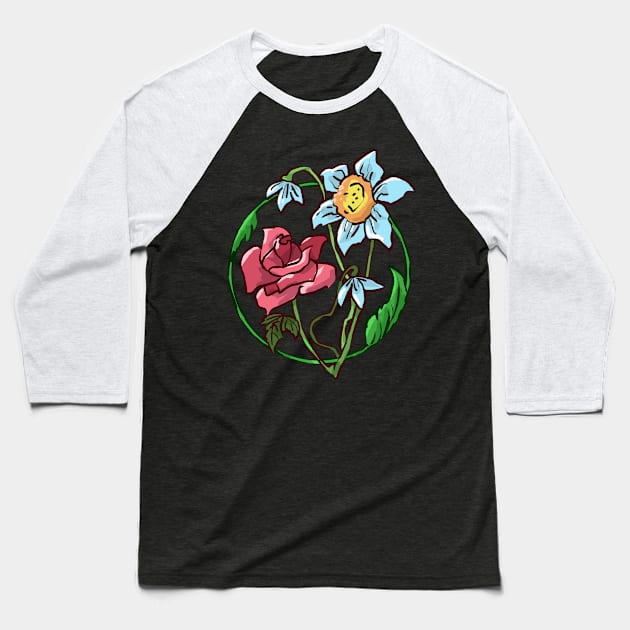 Flower Illustration Baseball T-Shirt by TheBestHumorApparel